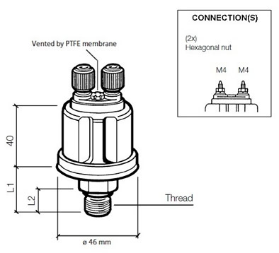 VDO Pressure sender 0-25 Bar - 1/8-27 NPTF